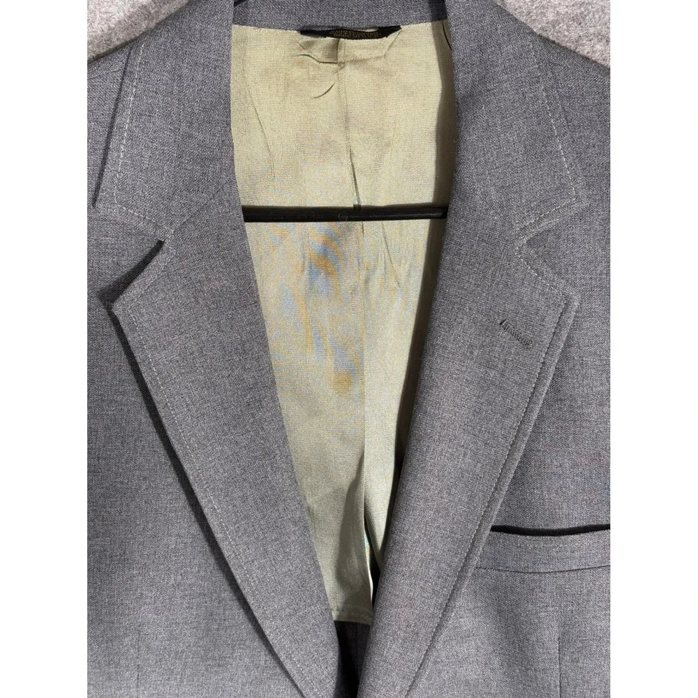 Oakmont Tailoring Mens Gray Blazer Jacket Buttons Double Breasted Formal Smart‎